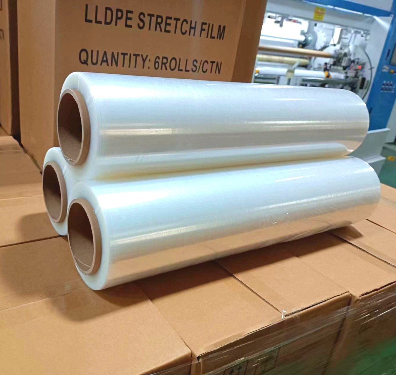 LLDPE โปร่งใสและสีดำ 50cmx20micornx2kgs ห่อพาเลท/ฟิล์มยืด/ฟิล์มพลาสติกยืด