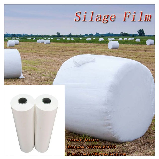 ฟิล์มยืด Silage สีขาว 500 มม. 750 มม. ออสเตรเลียห่อพลาสติกหญ้าหมักเกษตร UV สูง 